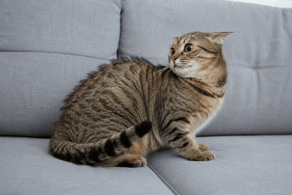 Katze dreht sich ruckartig zum eigenen Rücken – typisches Bild beim Rolling-Skin-Syndrom (felines Hyperästhesie-Syndrom)