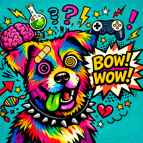 Bunter Hund im Pop-Art-Stil